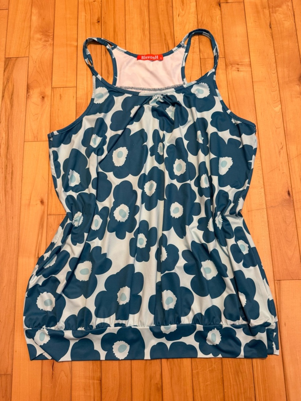Blue Floral Racerback Tank Top XLarge
